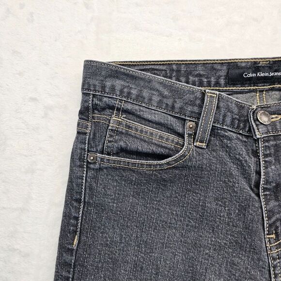 Calvin Klein Skinny Stretch Jeans Pockets Black Washed Denim Womens Sz 6 (31x30) - Picture 5 of 14